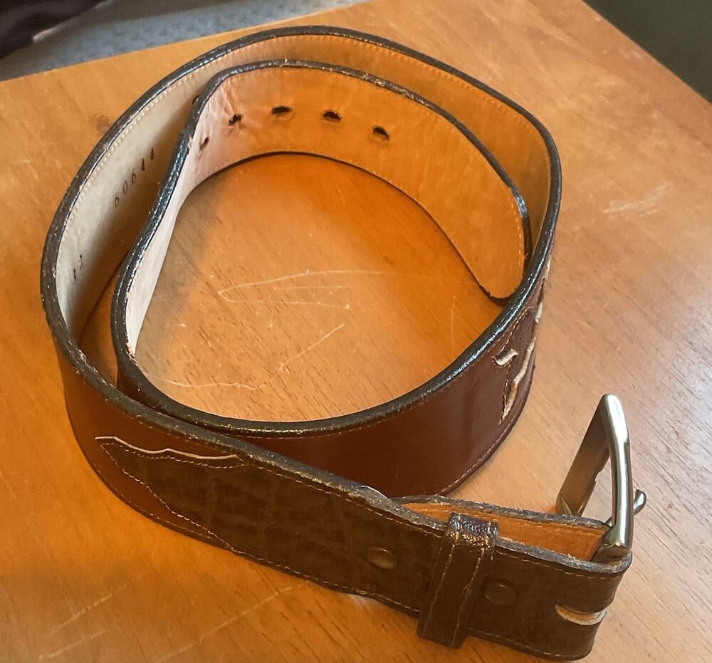 Tony Lama Belt Men’s 32 Brown Leather Western Silver Buckle Belt 60644 USA